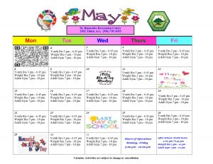 Monthly Calendar May 2023