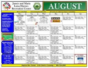 Haynes August 2025 Calendar