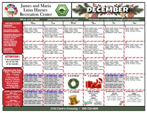 Haynes December 2025 Calendar