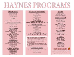 Haynes February 2024 Programs