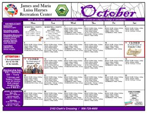 Haynes October 2025 Calendar