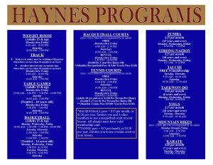 Haynes September 2023 Calendar Programs